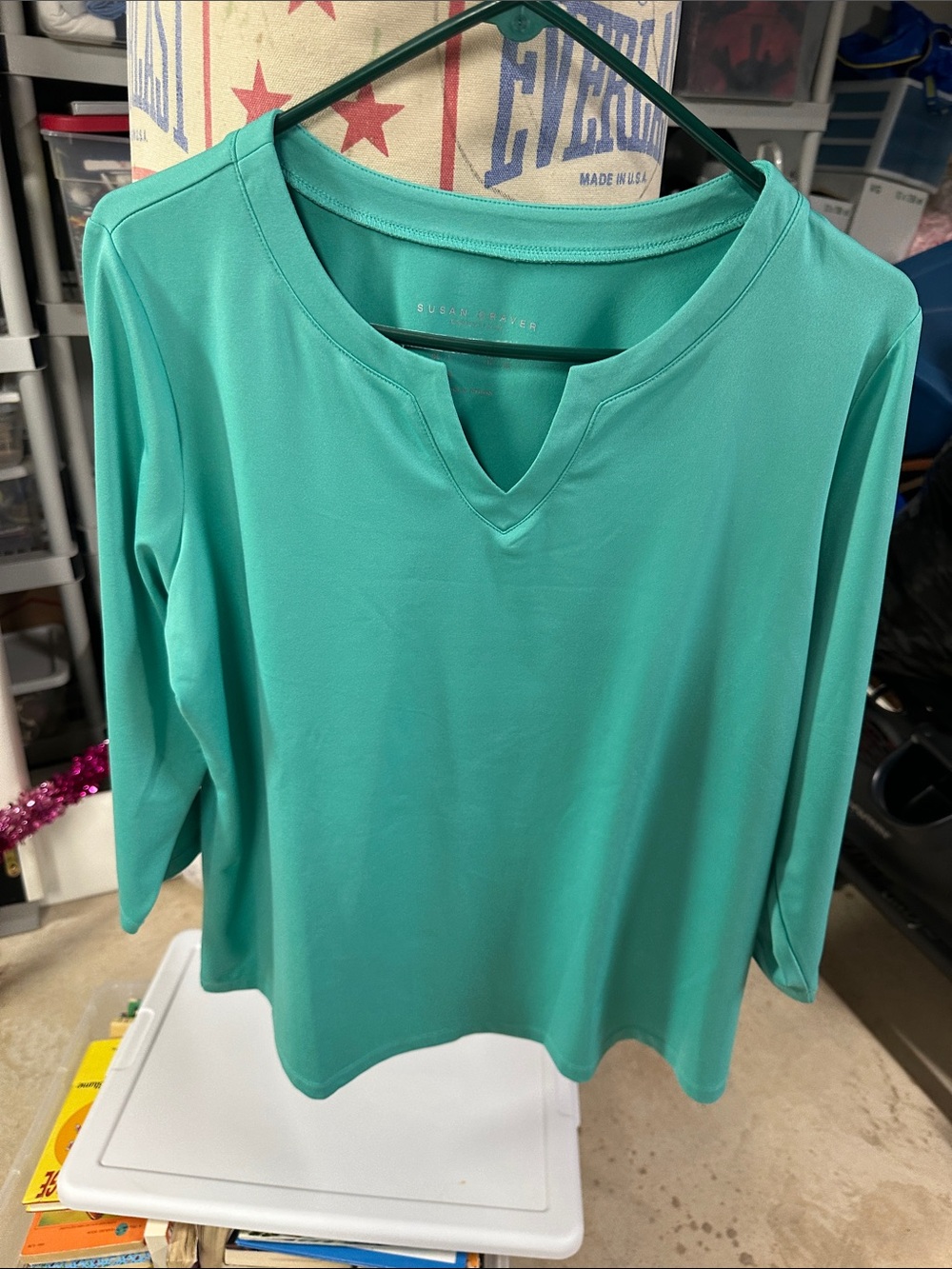 Teal Notch-Neck Women’s Top